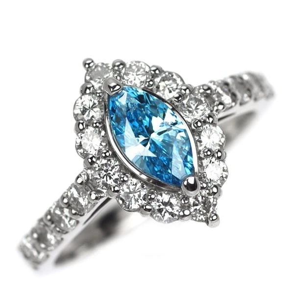 PT900 MARQUISE CUT LDH TREAT BLUE DIAMOND RING: Pt900 Marquise Cut LDH Treat Blue Diamond Ring Brand: None Type/Style: ring Material: Pt900 Color: none Size: 6 US Accessories: None Accessories Notice: When purchasing pre-owned goods, please refer