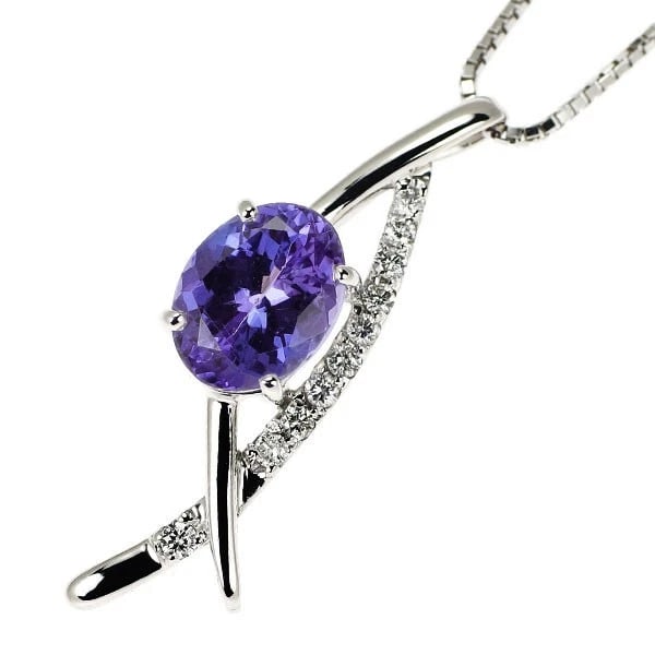 K18WG TANZANITE DIAMOND PENDANT NECKLACE: K18WG Tanzanite Diamond Pendant Necklace Brand: None Type/Style: pendant necklace Material: K18WG, Main Stone/Creation tanzanite Sise Stone Natural Color: WG Size: Necklace: Chain Length?45cm