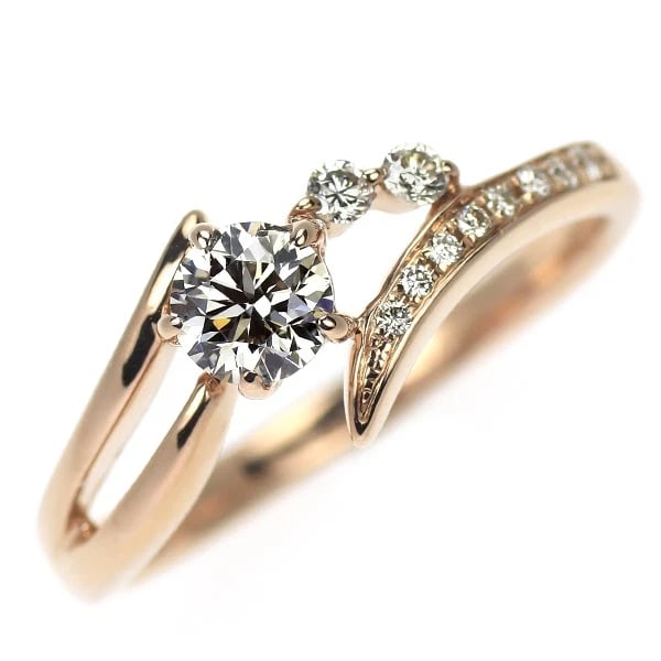 K18PG DIAMOND RING: K18PG diamond ring Brand: None Type/Style: ring Material: K18PG, Main Stone/Creation Natural Color: Pink Gold Size: 7.9 US Accessories: None Accessories Notice: When purchasing pre-owned goods,