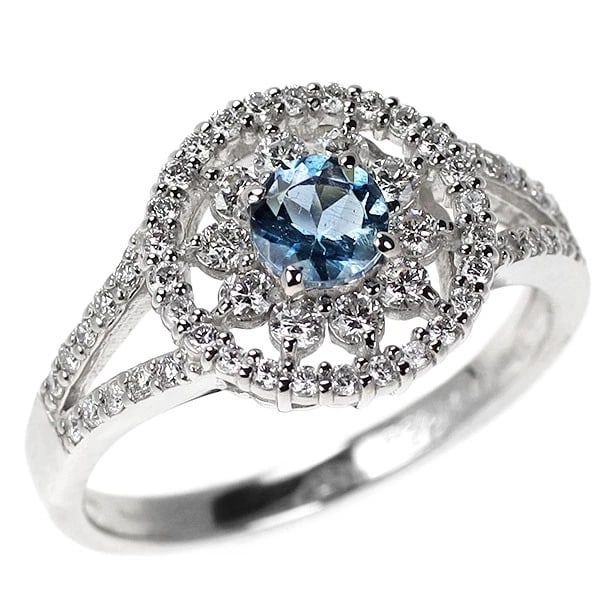 PT900 AQUAMARINE DIAMOND RING: Pt900 Aquamarine Diamond Ring Brand: None Type/Style: ring Material: PT900, Main Stone/Creation Aquamarine side stone Natural Color: Silver Size: 6 US Accessories: None Accessories Notice: