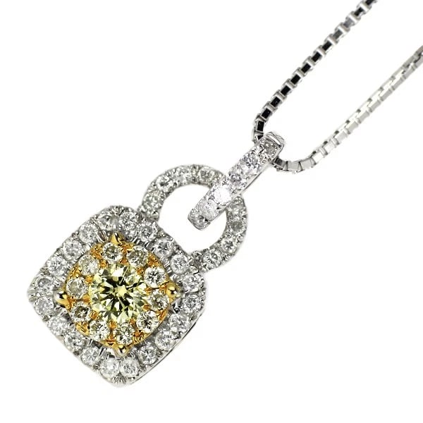 K18YG/WG DIAMOND PENDANT NECKLACE: K18YG/WG diamond pendant necklace Brand: None Type/Style: pendant necklace Material: K18YG/WG Color: none Size: Necklace: Chain Length ?46 cm Accessories: None Accessories Notice: When purchasing