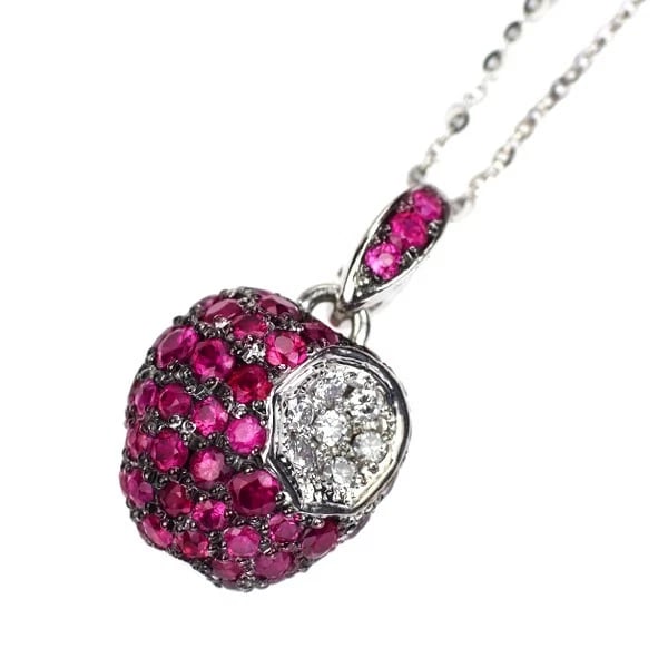 K18WG RUBY DIAMOND PENDANT NECKLACE: K18WG Ruby Diamond Pendant Necklace Brand: None Type/Style: pendant necklace Material: K18WG, Main Stone/Creation Ruby Color: WG Size: Necklace: Chain Length ?45 cm Accessories: None Accessories