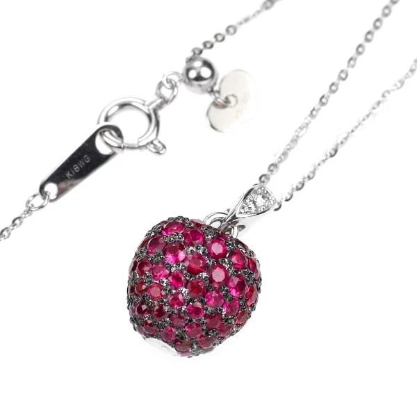 K18WG RUBY DIAMOND PENDANT NECKLACE - 2