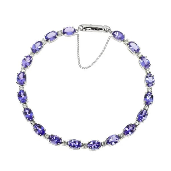 K14WG/ PT850 TANZANITE DIAMOND BRACELET: K14WG/ Pt850 Tanzanite Diamond Bracelet Brand: None Type/Style: bracelets Material: K14WG/ Pt850, Main Stone/Creation tanzaniteSide Stone diamonds Color: White Gold,Silver Size: