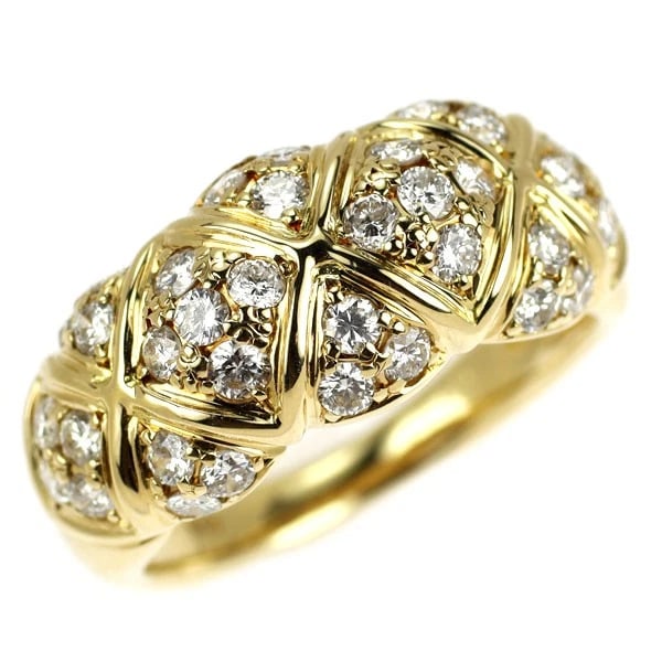 K18YG DIAMOND RING: K18YG diamond ring Brand: None Type/Style: ring Material: K18YG Color: YG Size: 6.25 - 6.5 US Accessories: None Accessories Notice: When purchasing pre-owned goods, please refer to the pho