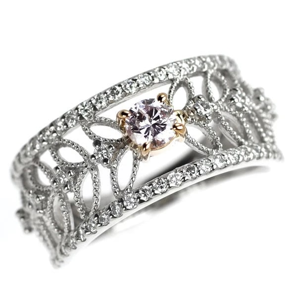 RARE PT900/ K18PG NATURAL PINK PURPLE DIAMOND RING: Rare Pt900/ K18PG Natural Pink Purple Diamond Ring Brand: None Type/Style: ring Material: Pt900/ K18PG Color: none Size: 5.5 - 5.75 US Accessories: None Accessories Notice: When purchasing pre-owned