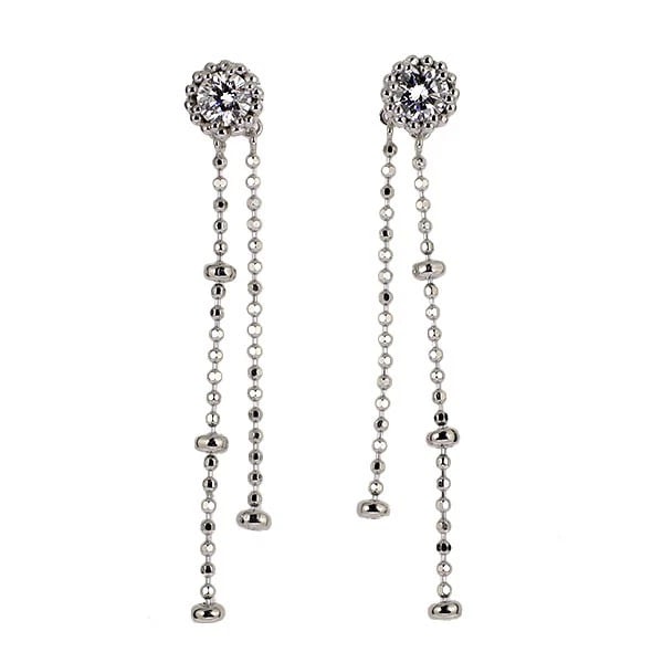 K18WG 2 WAY DIAMOND EARRINGS: K18WG 2 Way Diamond Earrings Brand: None Type/Style: piercing Material: K18WG, Main Stone/Creation Natural Color: WG Size: Length/Width/Diameter34.2 Accessories: None Accessories Notice: When