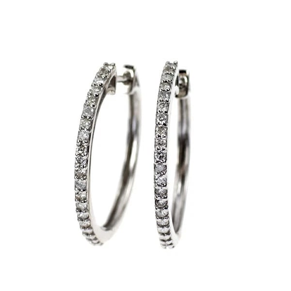 K14WG DIAMOND HOOP EARRINGS: K14WG DIAMOND HOOP EARRINGS Brand: None Type/Style: piercing Material: K14WG Color: WG Size: Length/Width/Diameter23.6 Accessories: None Accessories Notice: When purchasing pre-owned goods, please