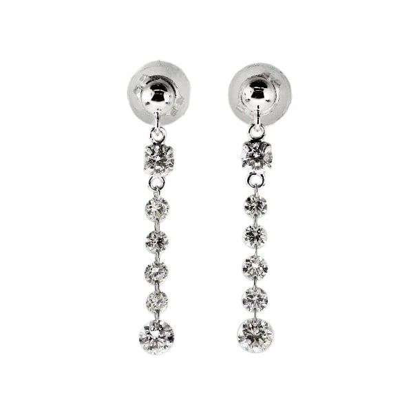 K18WG DIAMOND EARRING: K18WG diamond earring Brand: None Type/Style: piercing Material: K18WG Color: WG Size: Length/Width/Diameter24.5 Accessories: None Accessories Notice: When purchasing pre-owned goods, please refer to