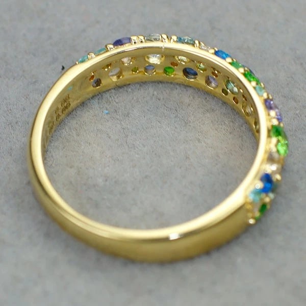 K18YG MULTICOLOR STONE RING - 3