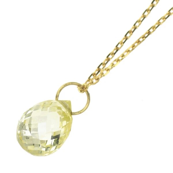 K18YG STRING HOLE BRIOLETTE CUT DIAMOND PENDANT NECKLACE: K18YG String Hole Briolette Cut Diamond Pendant Necklace Brand: None Type/Style: pendant necklace Material: K18YG Color: YG Size: Necklace: Chain Length 40 cm Accessories: None Accessories Notice: