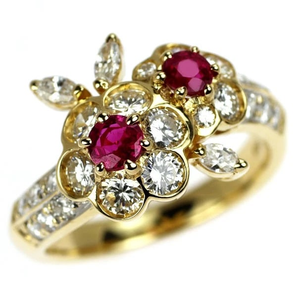 K18YG/WG RUBY DIAMOND RING: K18YG/WG Ruby Diamond Ring Brand: None Type/Style: ring Material: K18YG/WG, Main Stone/Creation Ruby Color: none Size: 6 US Accessories: None Accessories Notice: When purchasing pre-owned goods,