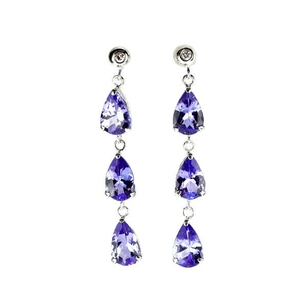 K18WG TANZANITE DIAMOND EARRINGS: K18WG Tanzanite Diamond Earrings Brand: None Type/Style: piercing Material: K18WG, Main Stone/Creation tanzanite Color: WG Size: Length/Width/Diameter29.0 Accessories: None Accessories Notice: When