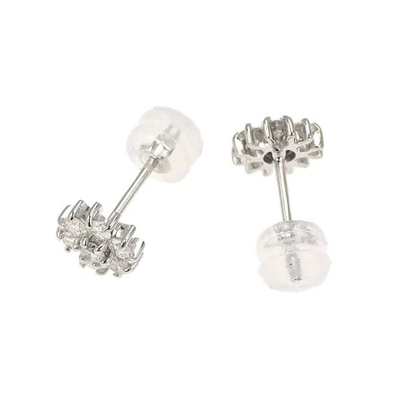 K18WG FLOWER DIAMOND EARRINGS - 2