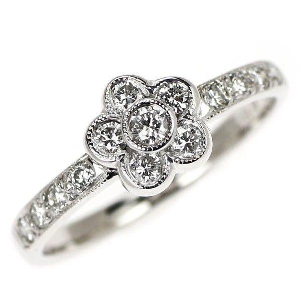 K18WG FLOWER DIAMOND RING: K18WG flower diamond ring Brand: None Type/Style: ring Material: K18WG, Main Stone/Creation Natural Color: WG Size: 4.5 US Accessories: None Accessories Notice: When purchasing pre-owned goods,