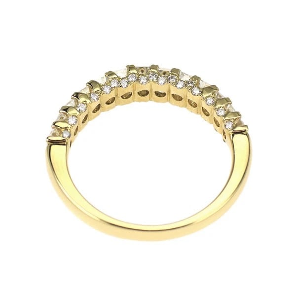 K18YG EMERALD CUT/ROUND DIAMOND RING - 2