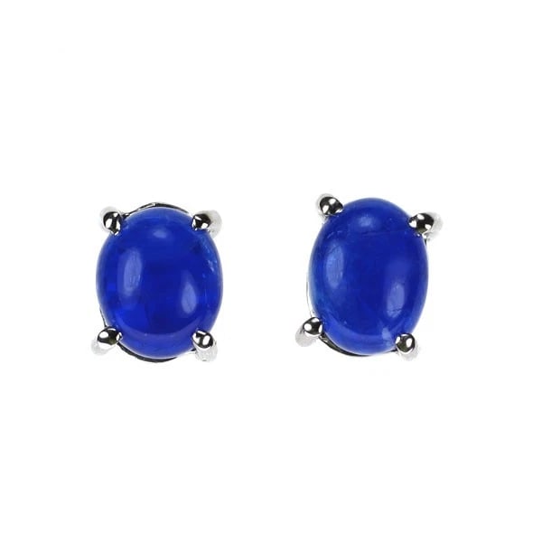 PT900 CABOCHON CUT HAUYNITE EARRINGS: Pt900 Cabochon Cut Hauynite Earrings Brand: None Type/Style: piercing Material: Pt900, Main Stone/Creation Hauynite Color: Silvery Blue Size: Length/Width/Diameter5.5 Accessories: None Accessories