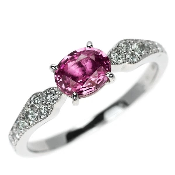 PT900 UNHEATED PINK SAPPHIRE DIAMOND RING: Pt900 Unheated Pink Sapphire Diamond Ring Brand: None Type/Style: ring Material: Pt900 Color: none Size: 8.25 - 8.5 US Accessories: None Accessories Notice: When purchasing pre-owned goods