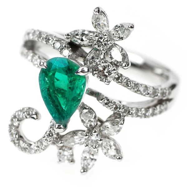 K18WG EMERALD DIAMOND RING - 2