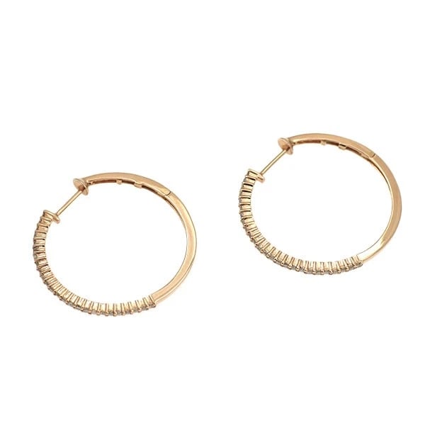 K18PG DIAMOND HOOP EARRINGS - 2