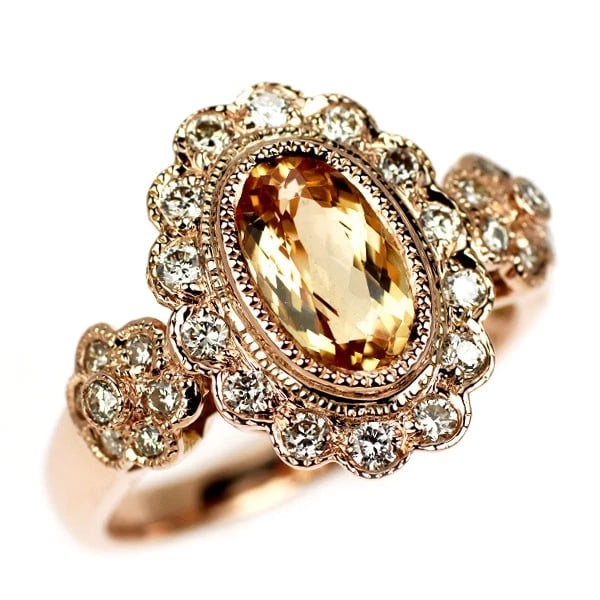 K18PG IMPERIAL TOPAZ DIAMOND RING: K18PG Imperial Topaz Diamond Ring Brand: None Type/Style: ring Material: K18PG, Main Stone/Creation Topaz Color: none Size: 6.25 - 6.5 US Accessories: None Accessories Notice: When purchasing