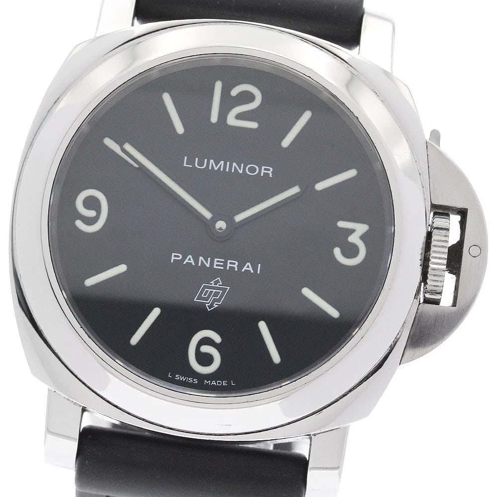 PANERAI LUMINOR BASE LOGO HAND WINDING WATCH: PANERAI Luminor Base Logo Hand Winding Watch Brand: PANERAI Type/Style: Wristwatch Material: Band Material rubber, Case Material Stainless Steel Color: Band Color black, Case Color Silver, Dial Color