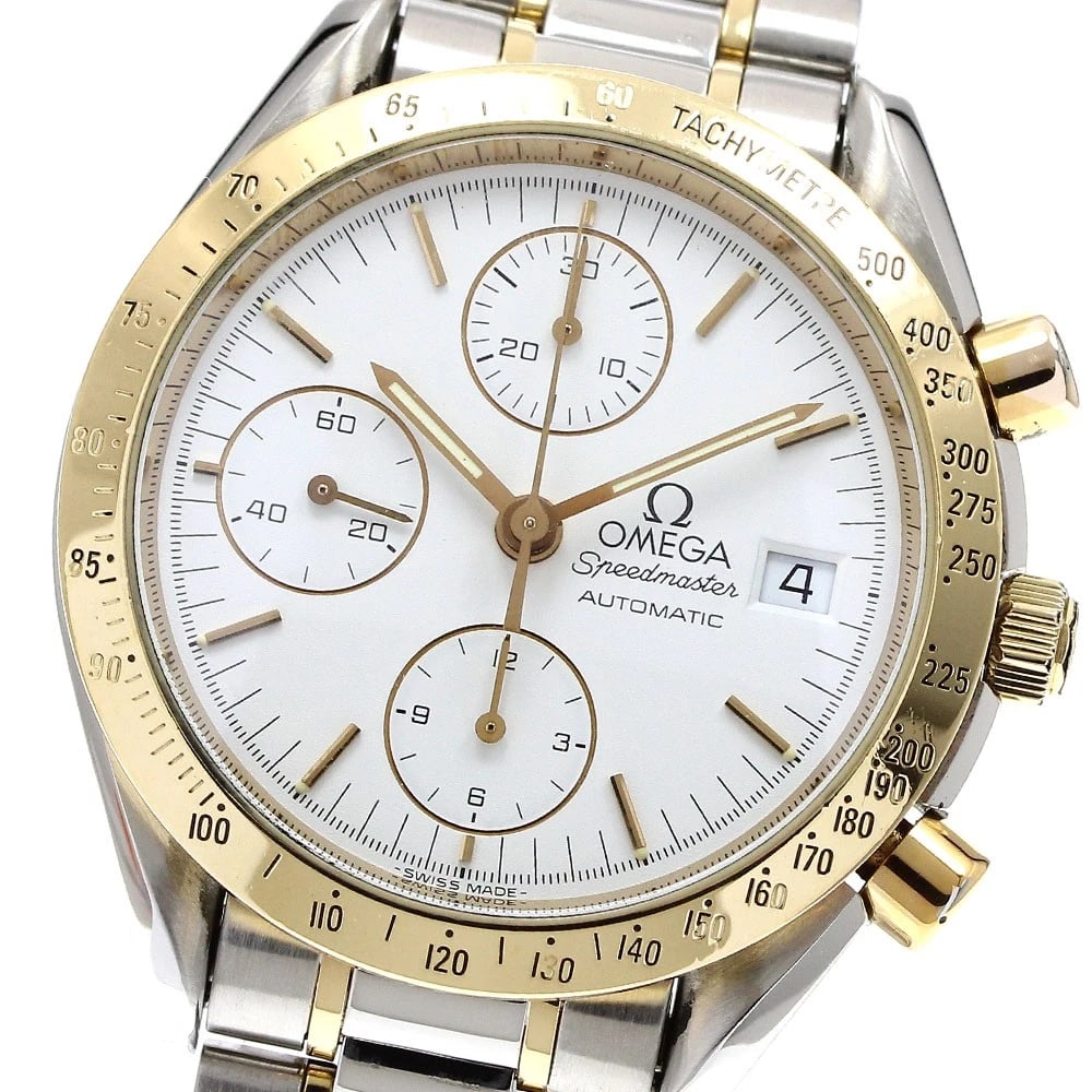 OMEGA SPEEDMASTER CHRONOGRAPH AUTOMATIC WATCH: OMEGA Speedmaster Chronograph Automatic Watch Brand: OMEGA Type/Style: Wristwatch Material: Band Material Stainless Steel/YG, Case Material Stainless Steel/YG Color: Band Color Silver / Gold, Case