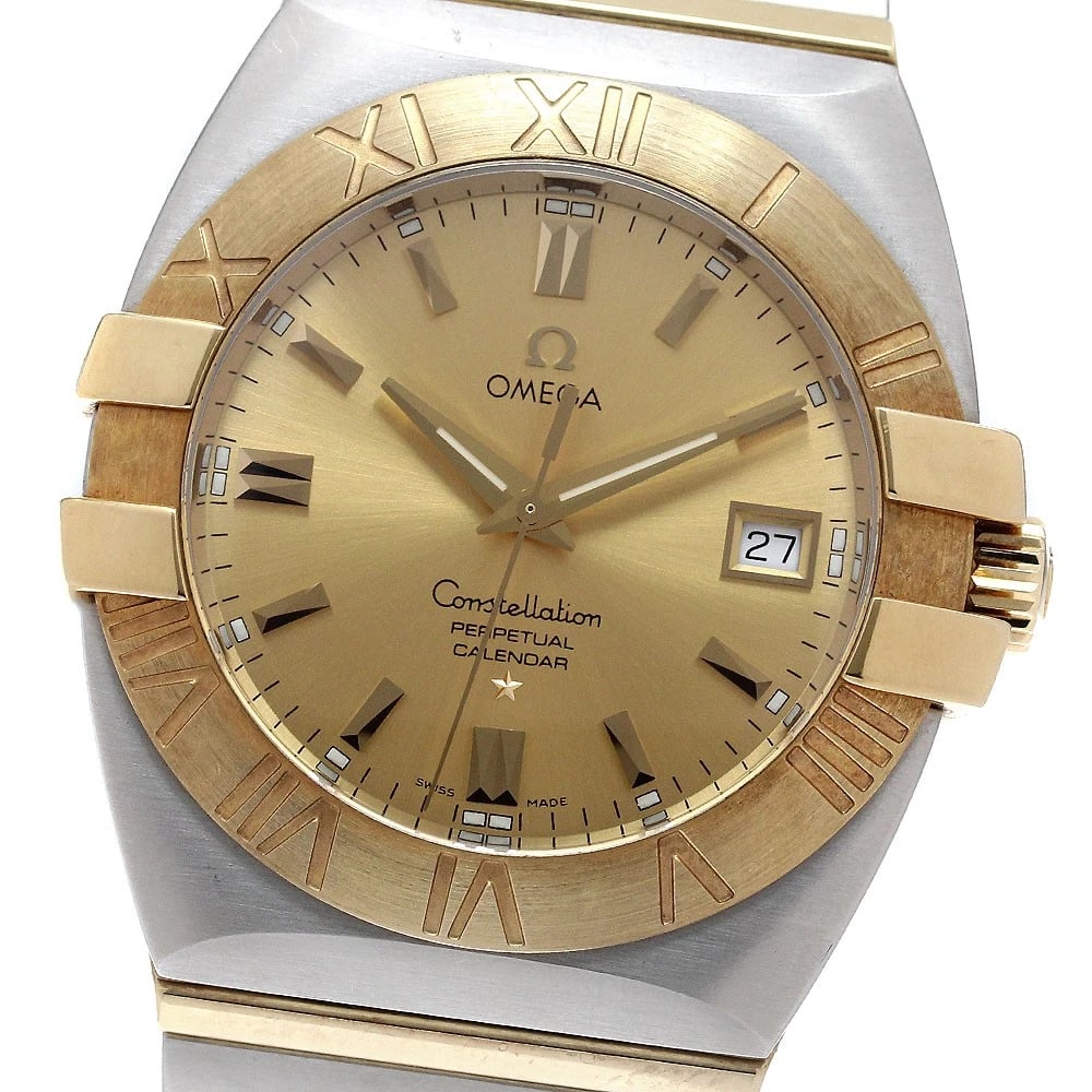 OMEGA CONSTELLATION DOUBLE EAGLE PERPETUAL CALENDAR QUARTZ WATCH: OMEGA Constellation Double Eagle Perpetual Calendar Quartz Watch Brand: OMEGA Type/Style: Wristwatch Material: Band Material Stainless Steel/YG, Case Material Stainless Steel/YG Color: Band Color Silv