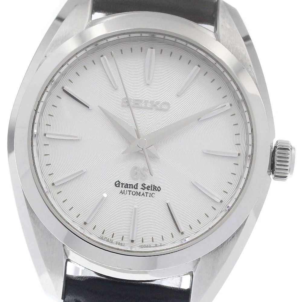 SEIKO GRAND SEIKO AUTOMATIC WATCH: SEIKO Grand Seiko Automatic Watch Brand: SEIKO Type/Style: Wristwatch Material: Band Material leather, Case Material Stainless Steel Color: Band Color black, Case Color Silver, Dial Color Silver