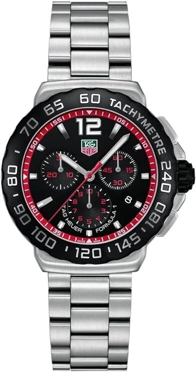 TAG HEUER FORMULA 1 BLACK DIAL STAINLESS STEEL WATCH: TAG Heuer Formula 1 Black Dial Stainless Steel Watch Brand: TAG Heuer Type/Style: Wristwatch Material: ss Color: Dial Color black Size: Case diameter and width42 millimeters Case thickness12 millimete
