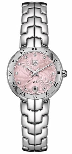 TAG HEUER LINK DIAMOND PINK GUILLOCHE DIAL STEEL LADIES WATCH: Tag Heuer Link Diamond Pink Guilloche Dial Steel Ladies Watch Brand: TAG Heuer Type/Style: Wristwatch Material: ss Color: Dial Color pink Size: Case Size 34.5 mm Accessories: None Accessories Notice: