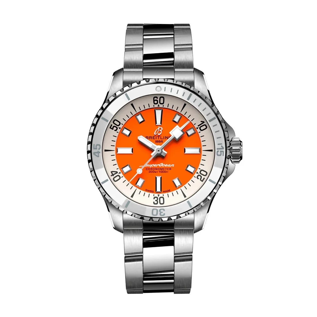 BREITLING SUPEROCEAN AUTOMATIC WATCH: BREITLING Superocean Automatic Watch Brand: TAG Heuer Type/Style: Wristwatch Material: ss ceramic Color: Dial Color orange Size: Case Diameter36 x 36 mm Accessories: None Accessories Notice: When