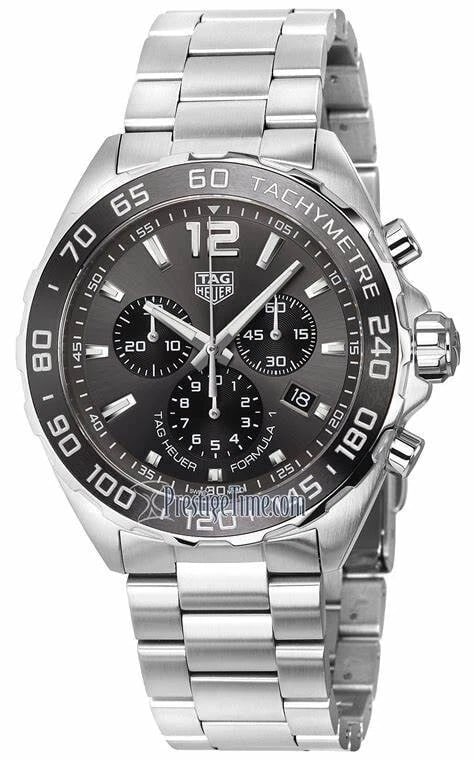 TAG HEUER FORMULA 1 CHRONOGRAPH WATCH: TAG Heuer Formula 1 Chronograph Watch Brand: TAG Heuer Type/Style: Wristwatch Material: ss Ceramic Color: Dial Color gray Size: Case Diameter 43 mm Accessories: None Accessories Notice: When