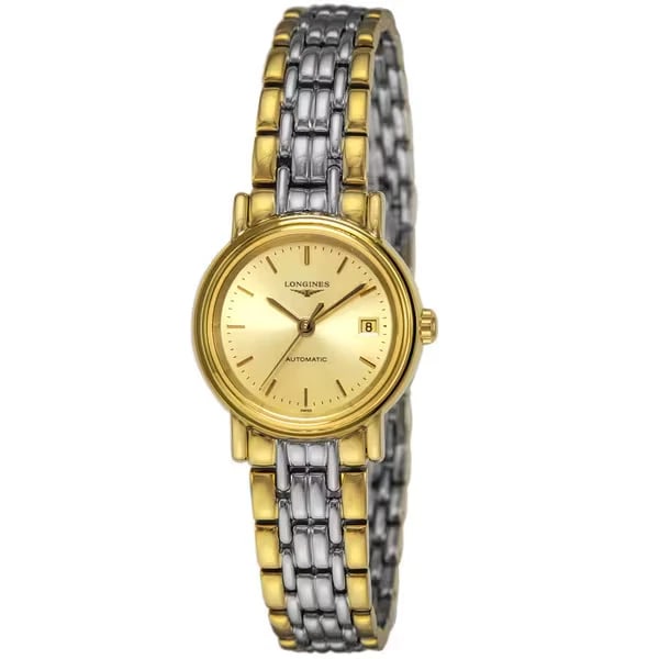 LONGINES LADIES' WATCH PRESENCE AUTOMATIC WATCH: LONGINES Ladies' Watch PRESENCE Automatic Watch Brand: Longines Type/Style: Wristwatch Material: Stainless steel/Stainless steel (yellow gold PVD) Color: Dial Color Silver x Gold Size: Case size: 23mm