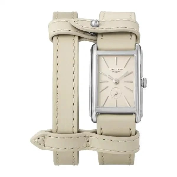 LONGINES DOLCEVITA BEIGE WATCH: LONGINES Dolcevita Beige Watch Brand: Longines Type/Style: Wristwatch Material: ss leather Color: Dial Color beige Size: [Case Size] 25mm x 21mm x 7mm Accessories: None Accessories Notice: When