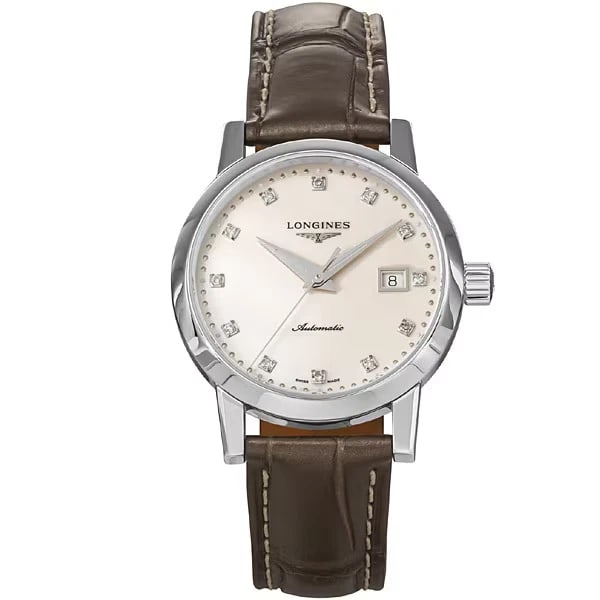 LONGINES WOMEN'S WATCH: Longines Women's Watch Brand: Longines Type/Style: Wristwatch Material: ss aligato leather Color: Dial Color band color brown Size: Case size: 30mm (height) x 30mm (width) x 10mm (thickness)