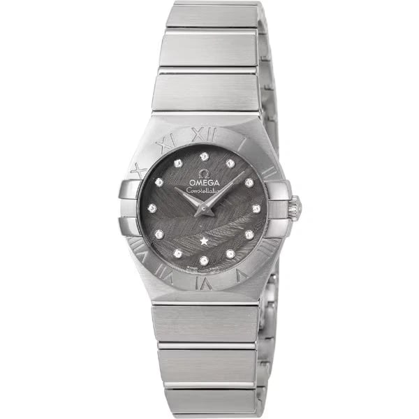 OMEGA CONSTELLATION WOMETAL BELT WATCH: OMEGA Constellation WoMetal Belt Watch Brand: OMEGA Type/Style: Wristwatch Material: ss Color: Dial Color GRAY Size: Case Diameter Open Case Measurement Modal 27 mm Accessories: None Accessories