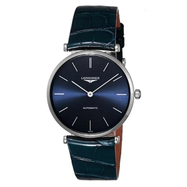 LONGINES LA GRANDE CLASSIQUE BLUE WATCH: Longines La Grande Classique Blue Watch Brand: Longines Type/Style: Wristwatch Material: ss leather Color: Dial Color blue Size: 36mm = 1 3/8" Case, 6" Adjustable Strap Accessories: None Accessories