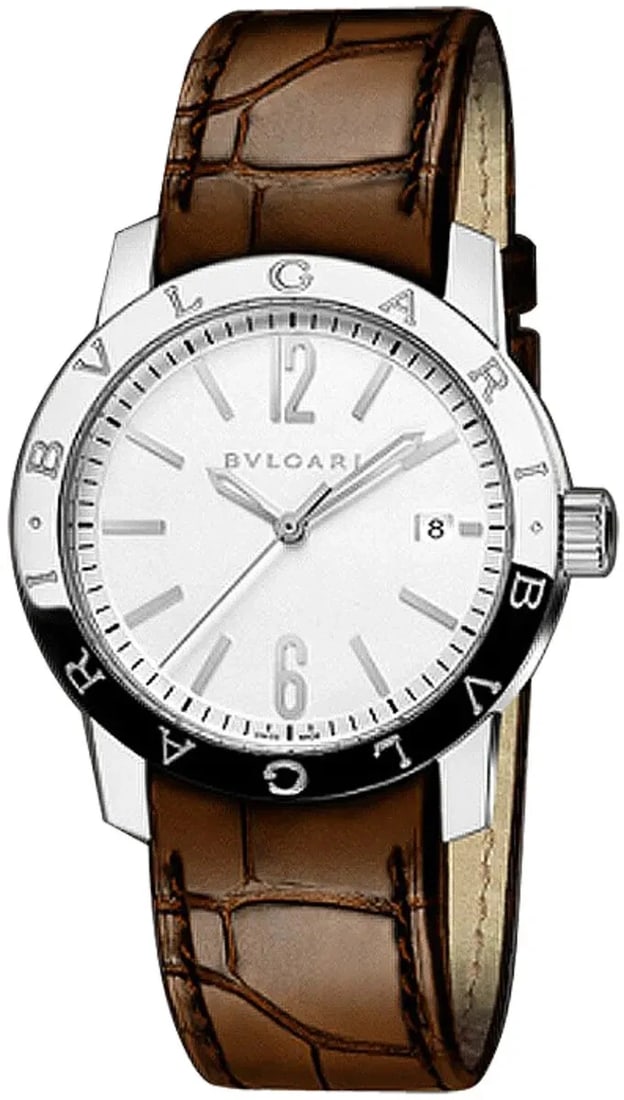 BVLGARI BVLGARI BVLGARI LEATHER MEN'S WATCH: BVLGARI BVLGARI BVLGARI Leather Men's Watch Brand: Bvlgari Type/Style: Wristwatch Material: SS leather Color: Dial Color Silver Size: Case Size: 39mm Accessories: None Accessories Notice: When