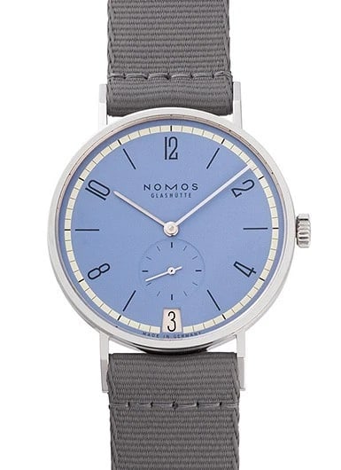 NOMOS TANGENTE DATE FROST BLUE ICE BLUE (BRAND NEW) WATCH: Nomos Tangente Date Frost Blue Ice Blue (Brand New) Watch Brand: NOMOS Type/Style: Wristwatch Material: SS Color: Dial Color Ice Blue Size: Case Size: 37.5mm Accessories: None Accessories Notice:
