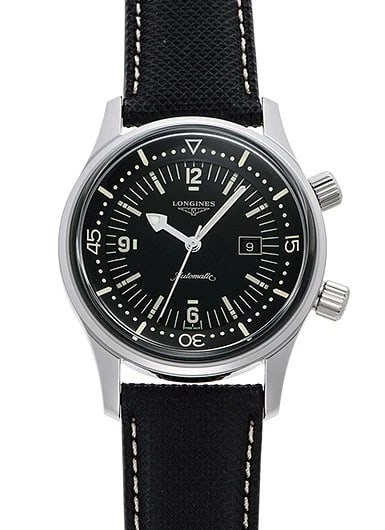 LONGINES LEGEND DIVER DATE BLACK NEW WATCH: Longines Legend Diver Date Black New Watch Brand: Longines Type/Style: Wristwatch Material: SS leather Color: Dial Color Black Size: Case Size: 36mm Accessories: None Accessories Notice: When