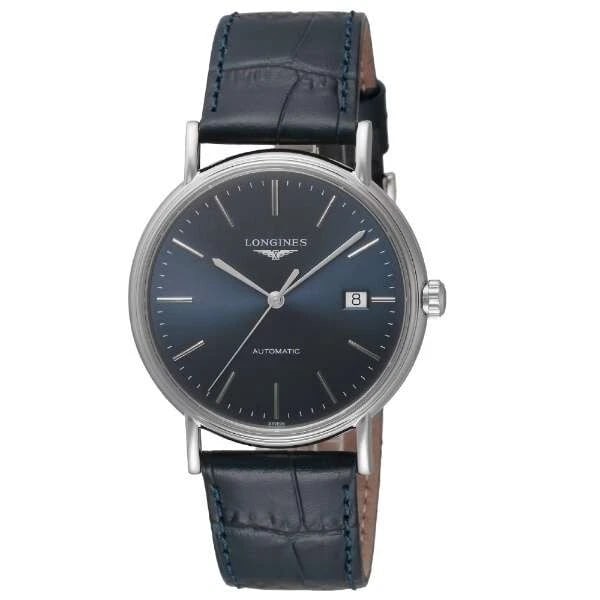 LONGINES PRESENSE BLUE WATCH: LONGINES Presense Blue Watch Brand: Longines Type/Style: Wristwatch Material: SS leather Color: Dial Color Blue Size: Case size] 38 (length) x 38 (width) x 8.5 mm (thickness) Accessories: None