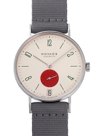 NOMOS TANGENTE DATE STOP WHITE/RED (BRAND NEW) WATCH: Nomos Tangente Date Stop White/Red (Brand New) Watch Brand: NOMOS Type/Style: Wristwatch Material: SS Color: Dial Color White/Red Size: Case Size: 37.5mm Accessories: None Accessories Notice: When