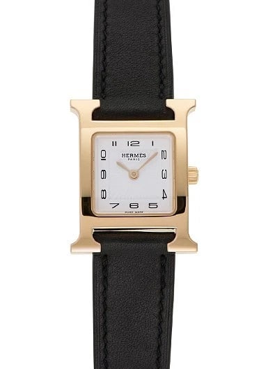 HERMES H-WATCH WHITE WATCH: Hermes H-Watch White Watch Brand: HERM?S Type/Style: Wristwatch Material: GP leather Color: Dial Color white Size: Case Diameter: 25 x 21 mm Accessories: None Accessories Notice: When purchasing