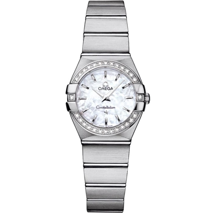 OMEGA CONSTELLATION BRUSHED QUARTZ WATCH: Omega Constellation Brushed Quartz Watch Brand: OMEGA Type/Style: Wristwatch Material: SS Color: Dial Color White MOP Size: Case Size: 24mm Accessories: None Accessories Notice: When purchasing