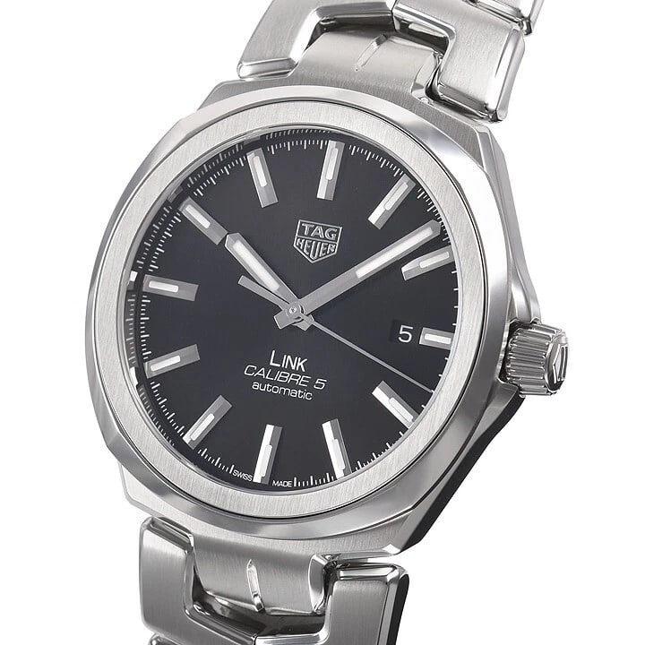 TAG HEUER LINK CALIBRE WATCH: TAG Heuer Link Calibre Watch Brand: TAG Heuer Type/Style: Wristwatch Material: SS leather Color: Dial Color Silver Size: Case Size: 34mm Accessories: None Accessories Notice: When purchasing