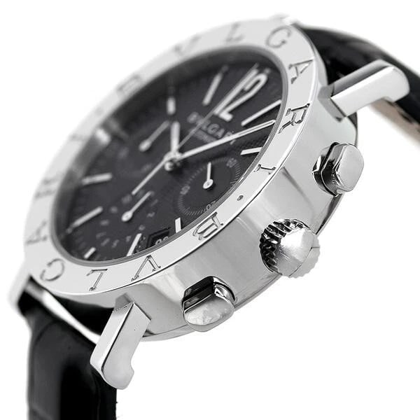 BVLGARI BVLGARI BVLGARI CHRONOGRAPH BLACK WATCH: BVLGARI BVLGARI BVLGARI Chronograph Black Watch Brand: Bvlgari Type/Style: Wristwatch Material: SS leather Color: Dial Color Black Size: Case Size: 38mm Accessories: None Accessories Notice: When