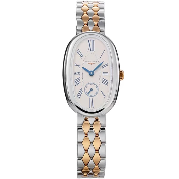 LONGINES WOMETAL BELT WATCH: Longines WoMetal Belt Watch Brand: Longines Type/Style: Wristwatch Material: SS + 18k Rose Gold Color: Dial Color Silver Size: Case Size: 21.9x34mm Accessories: None Accessories Notice: Wh