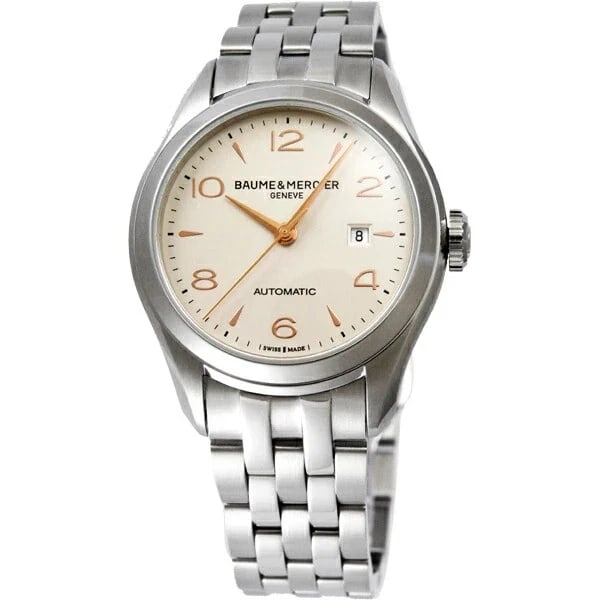 BAUME & MERCIER CLIFTON AUTOMATIC SILVER WATCH: Baume & Mercier Clifton Automatic Silver Watch Brand: Baume & Mercier Type/Style: Wristwatch Material: SS Color: Dial Color Silver Size: Case Size: 30mm Accessories: None Accessories Notice: When