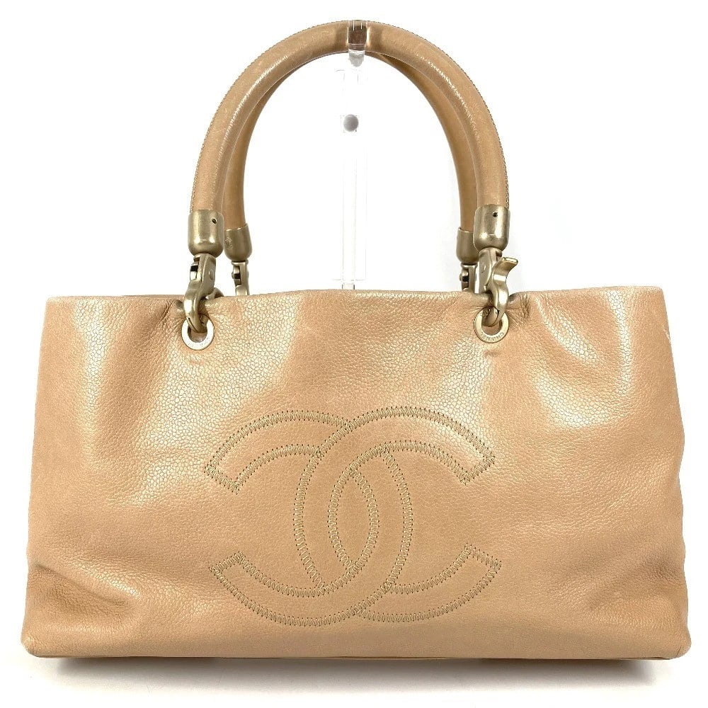 CHANEL CC CC MARK LOGO TOTE BAG HAND BAG: CHANEL CC CC Mark logo Tote Bag Hand Bag Brand: CHANEL Type/Style: Shoulder Bag Material: Caviar Leather Color: Beige Size: W13.2?H7.5?D4.7inch / W33.5cm?H19cm?D12cm Accessories: None Acce